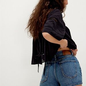 Free People We The Free Crvy Bellarosa Vintage High Rise Shorts Size 25 NWT